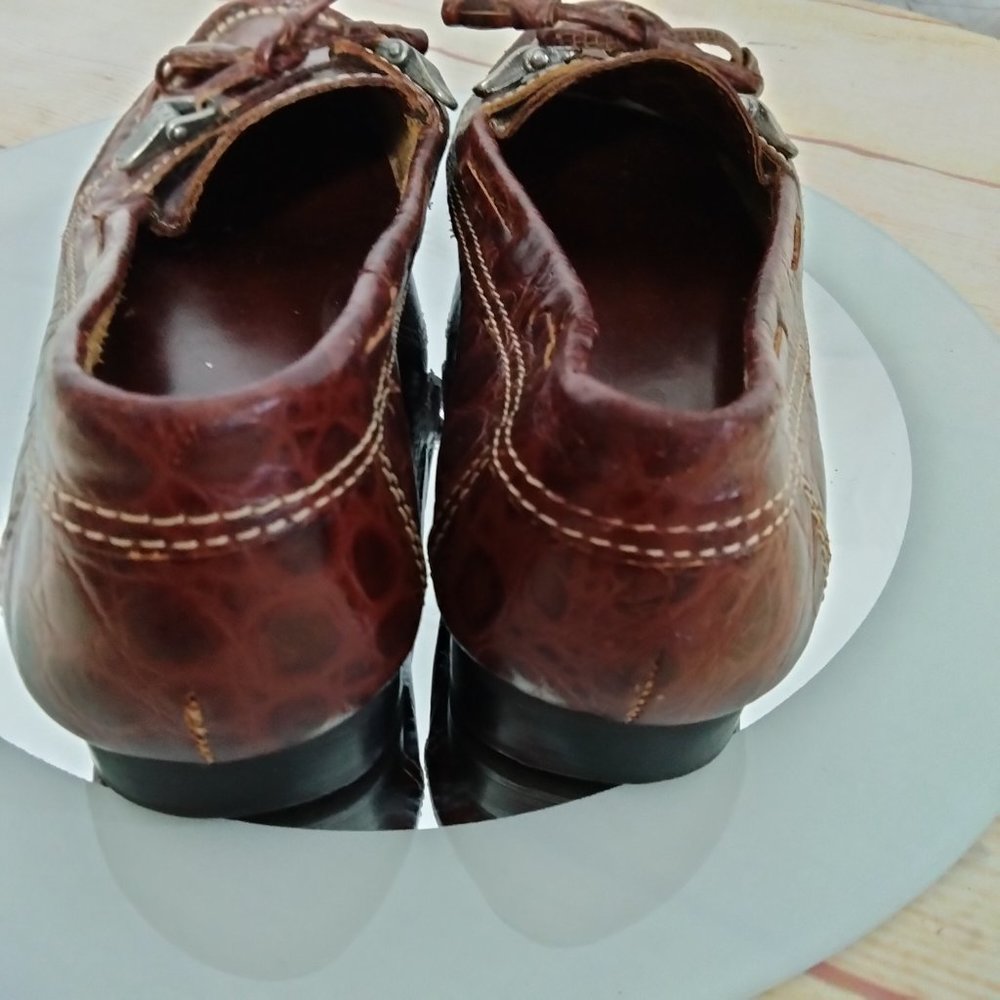 Unisa Brown Flats Leather Loafer Tortoise Print 6B - Picture 8 of 9
